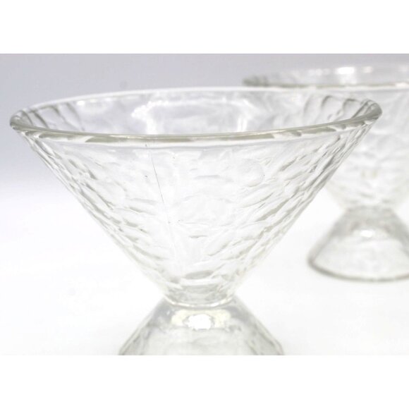 Ice Cream Dish Set of 2  Crackle Pattern Glass Large Clear Vintage Cone Shaped - Picture 7 of 10